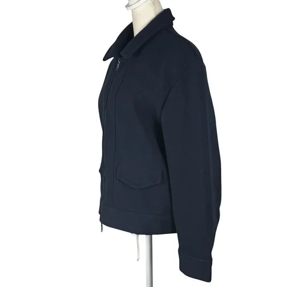 Banana Republic Melton Volume Preppy Jacket in Navy Blue Size Medium - Picture 5 of 11